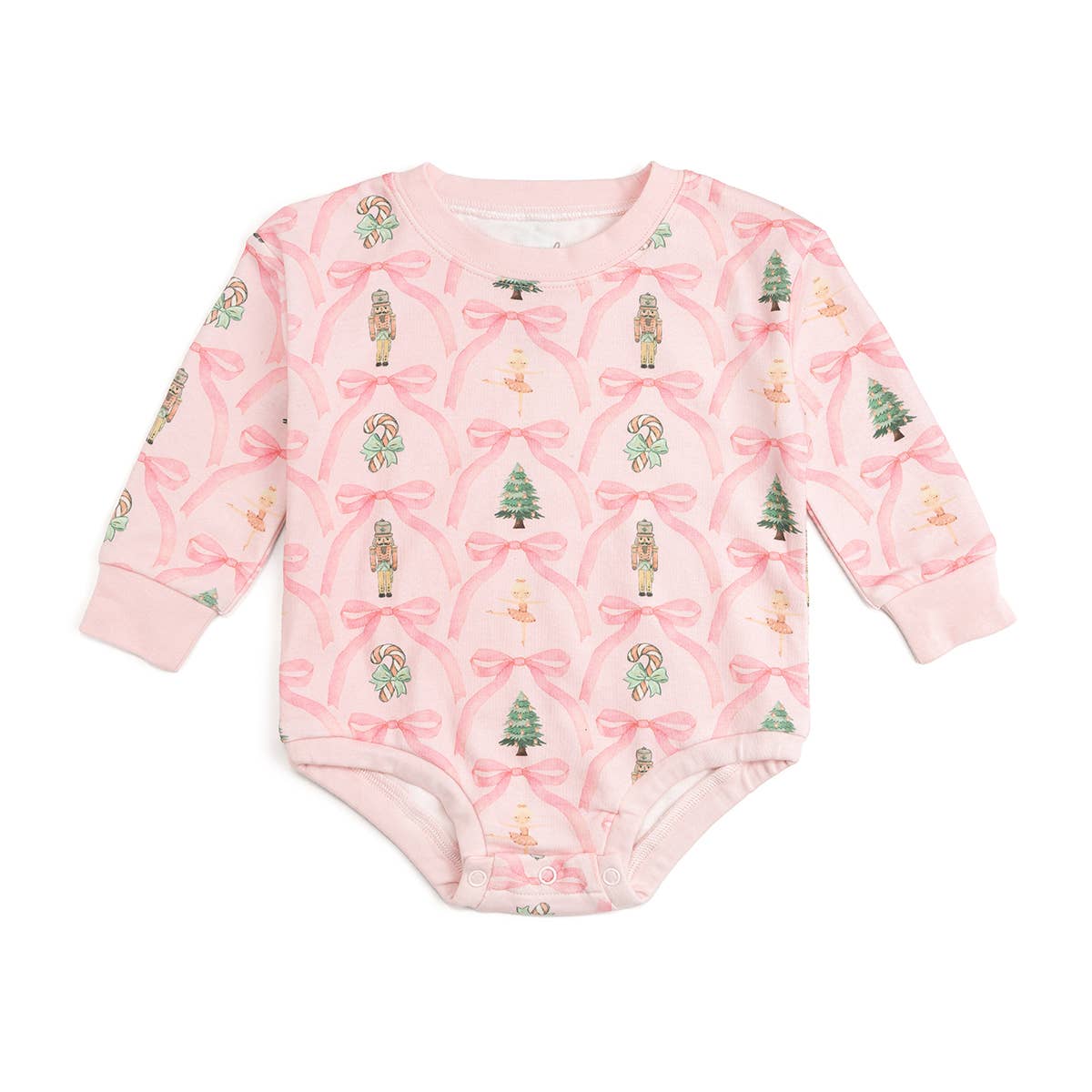 Nutcracker Trellis Christmas Long Sleeve Romper - Baby