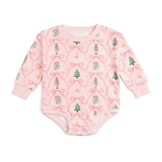 Nutcracker Trellis Christmas Long Sleeve Romper - Baby