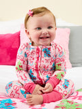 SoftSnooze™ Baby Girls Bamboo Viscose Merry & Bright Christmas Bows Convertible Ruffle One Piece Footie Pajama