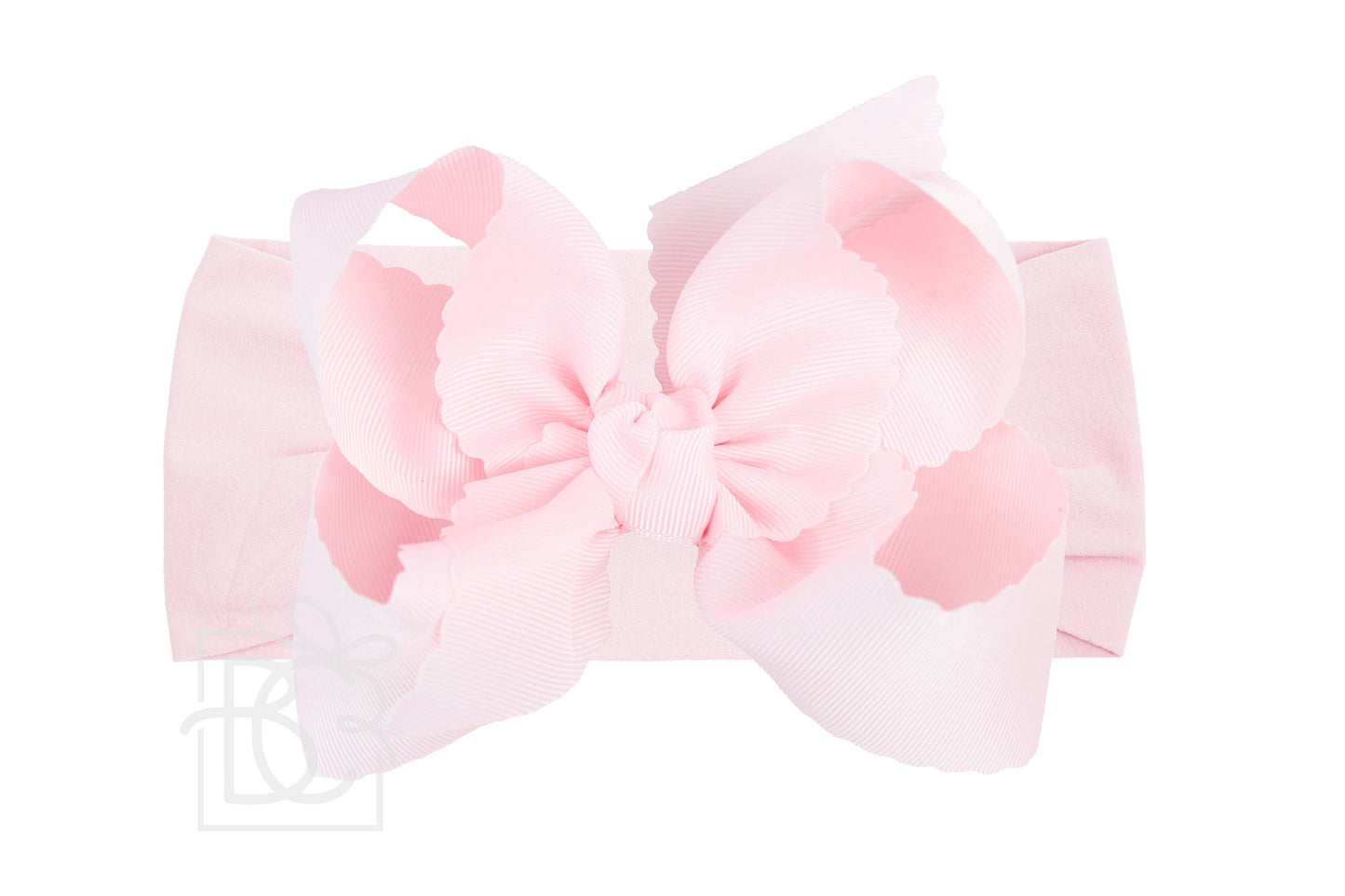 WIDE PANTYHOSE HEADBAND W/ 5.5" XL SCALLOPED EDGE BOW