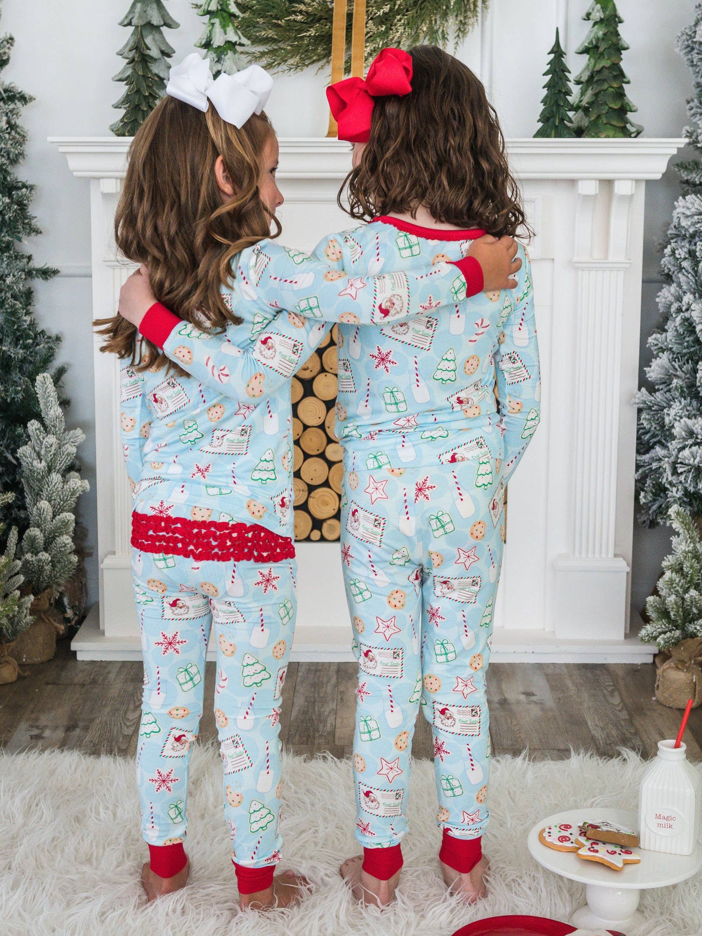 SoftSnooze™ Toddler Girls Bamboo Viscose Santa Sweets Ruffle Long Sleeve Pajama Set with Signature Rear Ruffles