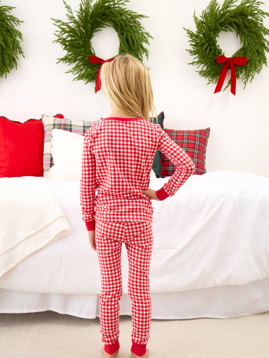 SoftSnooze™ Kids Cotton Modal Red & White Gingham Long Sleeve Pajama Set