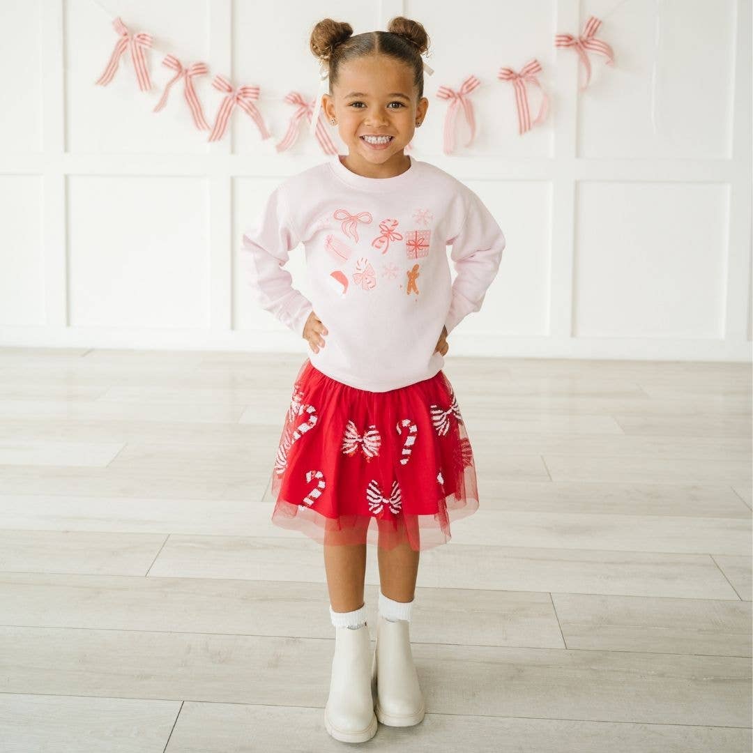 Candy Cane Coquette Sequin Christmas Tutu - Kids Clothing