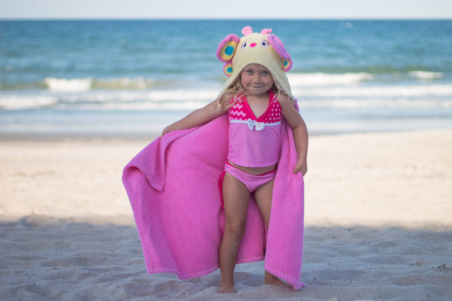 Butterfly hooded towel for toddlers ages 2 to 8 years old