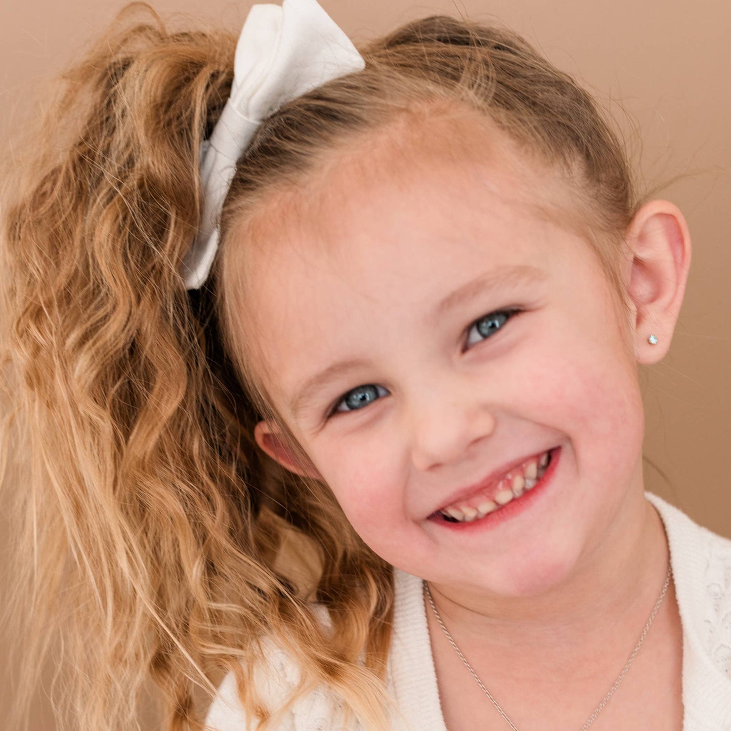 Sterling Silver Clear CZ Stud Earrings for Baby and Children