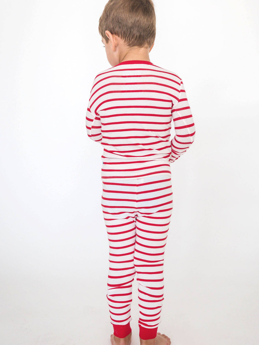 SoftSnooze™ Kids Cotton Modal Red & White Stripe Long Sleeve Pajama Set