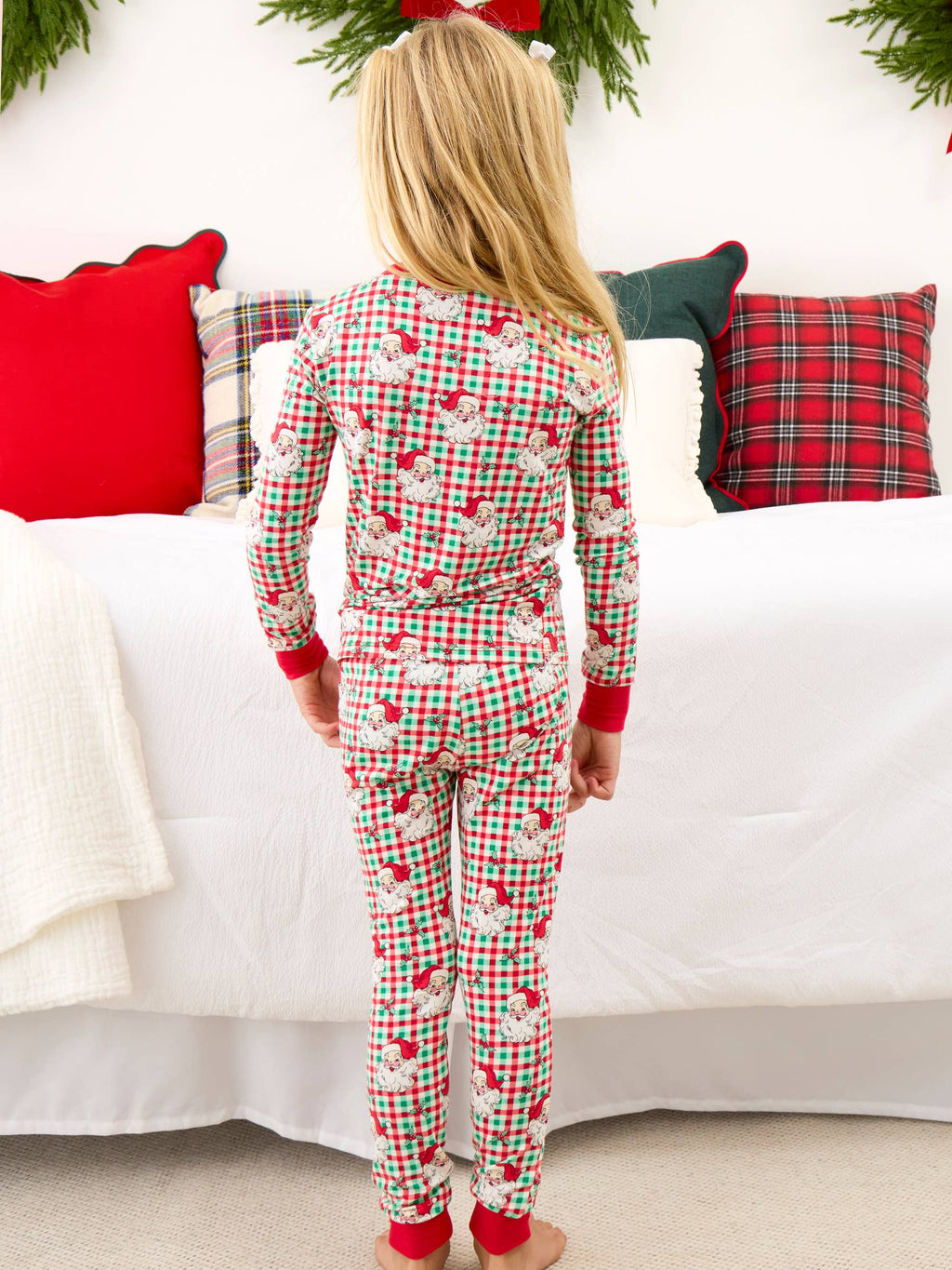 SoftSnooze™ Kids Bamboo Viscose Red & Green Dear Santa Christmas Long Sleeve Pajama Set