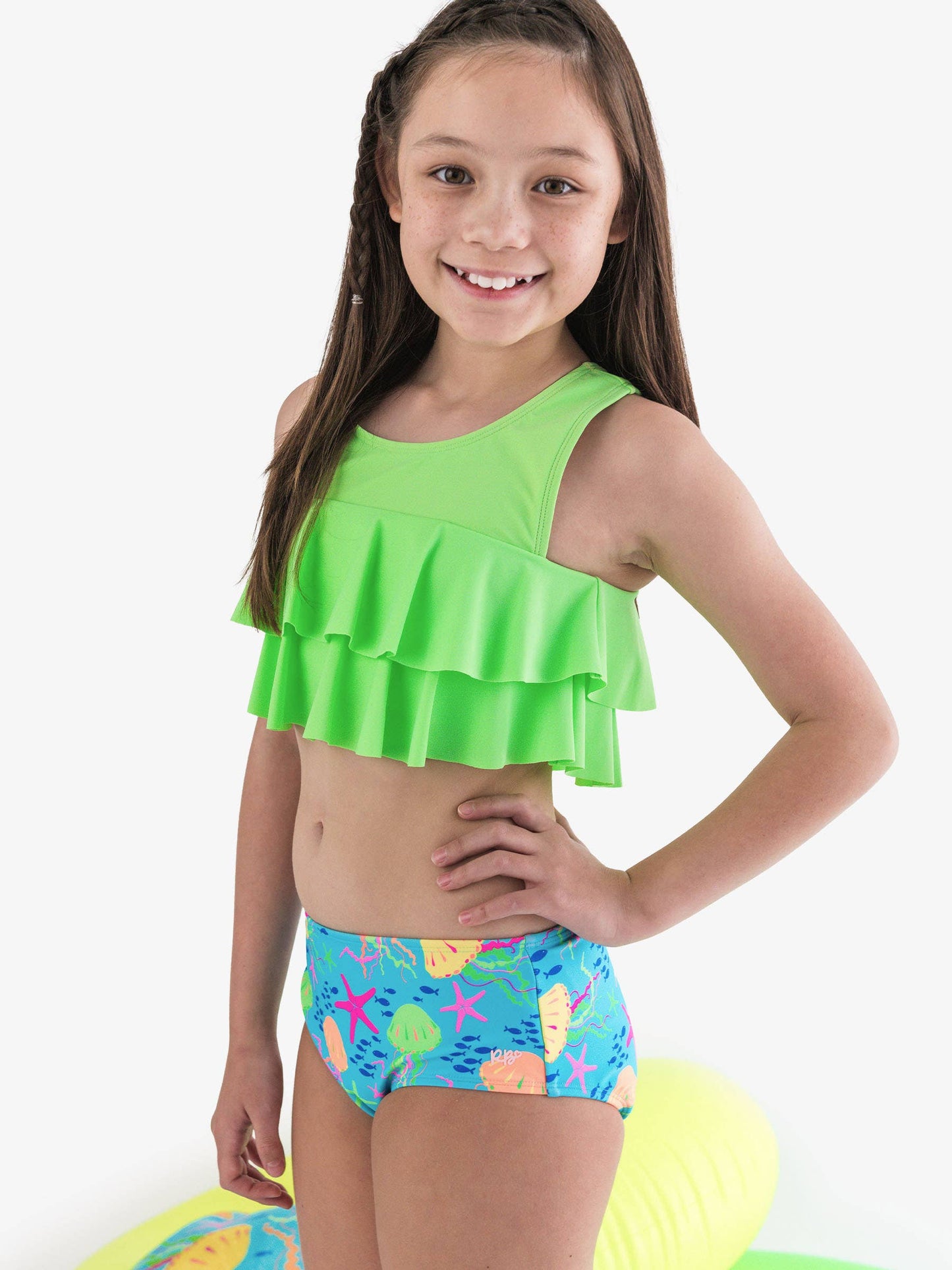 Tween Girls Neon Jelly Time Flounce Bikini 2-Piece Swimsuit