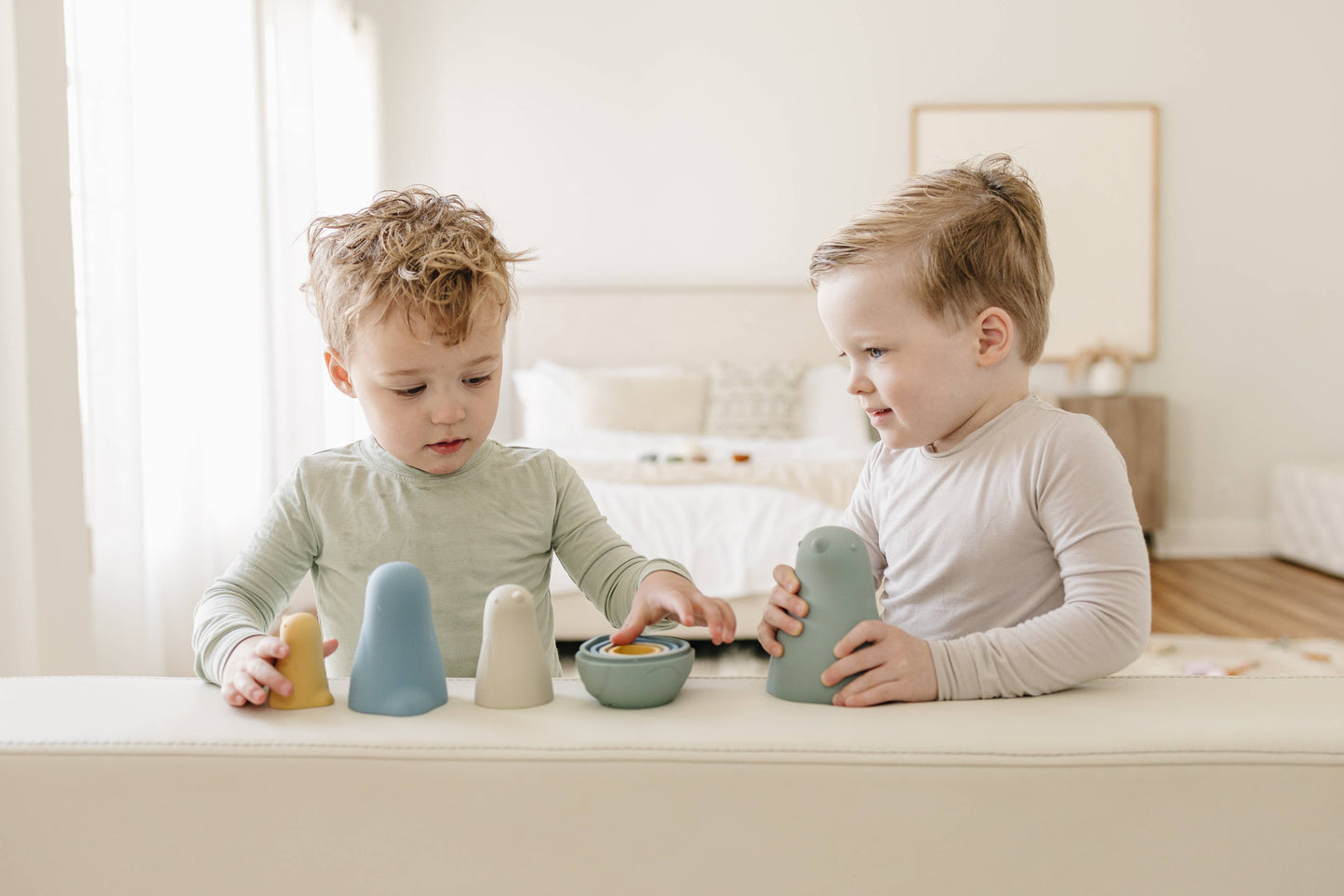 Sea Blue Multi Mix Silicone Nesting Penguin Set