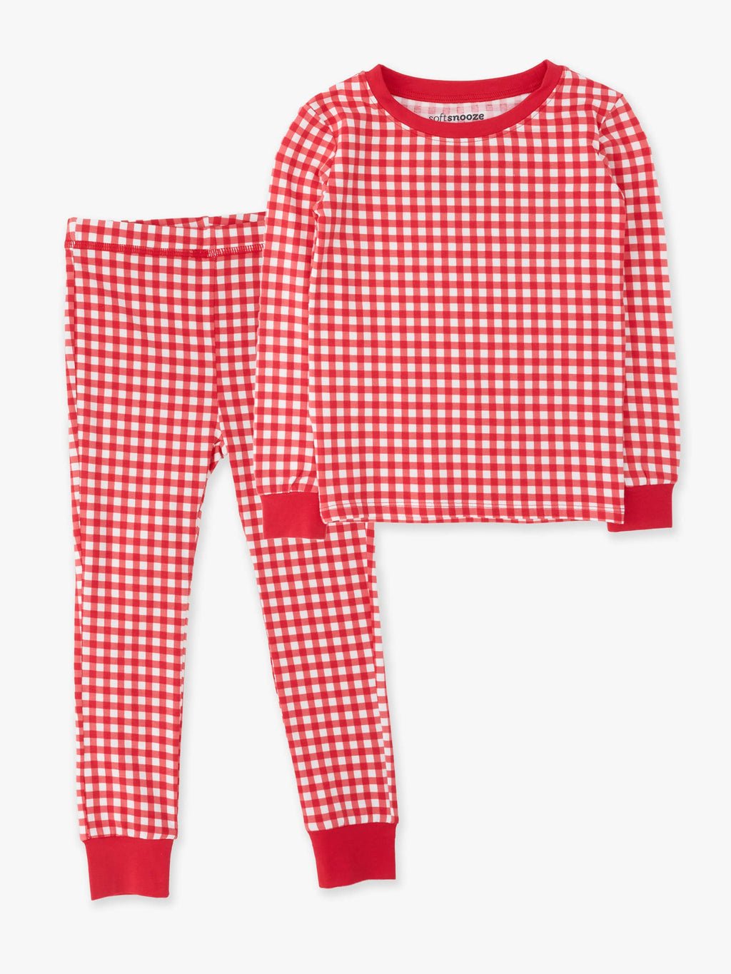 SoftSnooze™ Kids Cotton Modal Red & White Gingham Long Sleeve Pajama Set