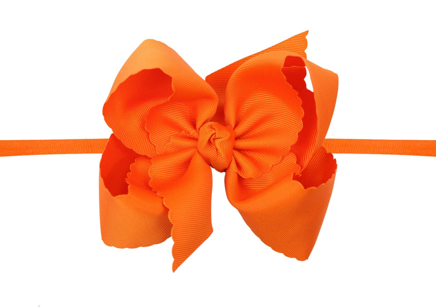 1/4" Nylon Pantyhose Headband w/ Scalloped Edge Bow