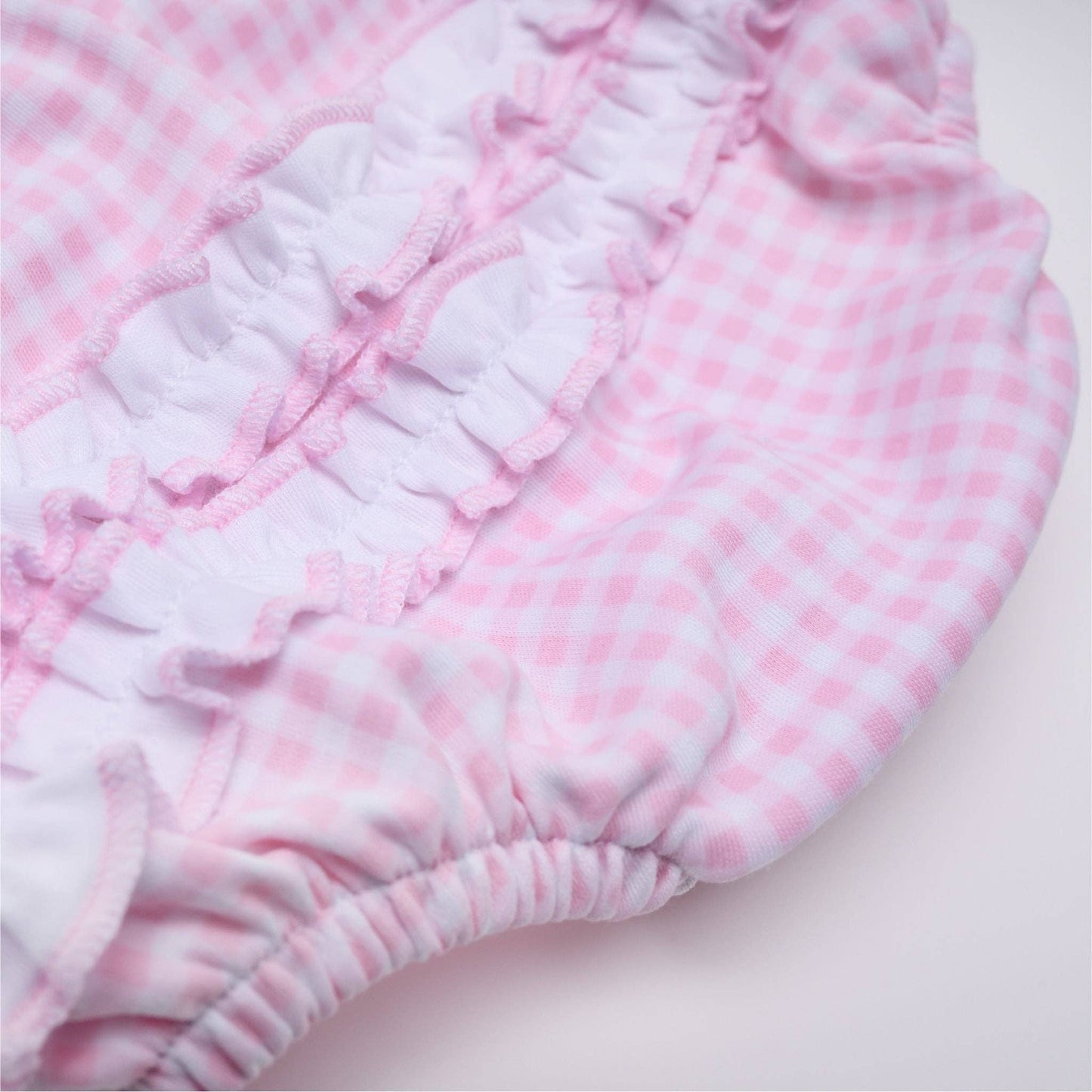 Mini Checks Short Sleeve Bubble - Pink