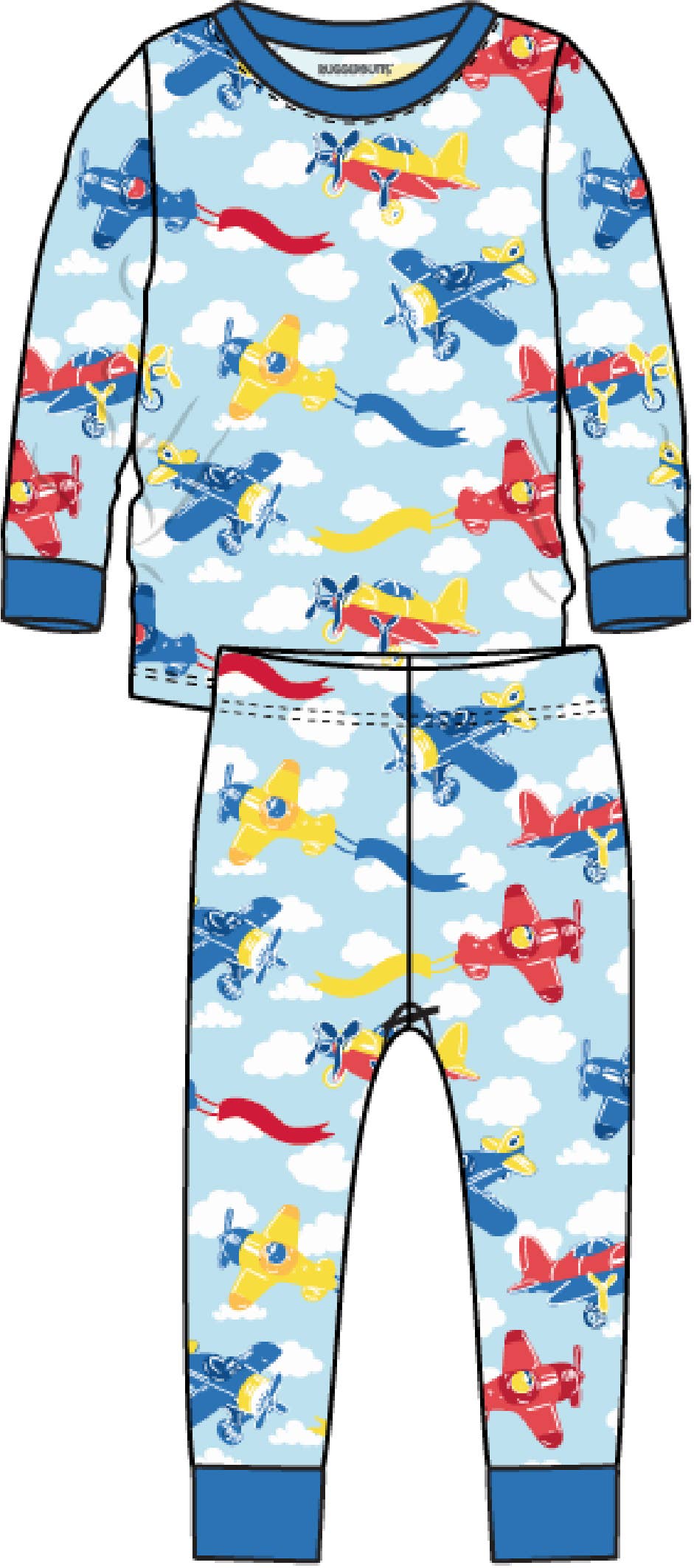 SoftSnooze™ Kids Bamboo Viscose Plane Parade Long Sleeve Pajama Set
