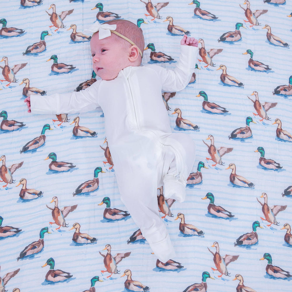 Baby Muslin Swaddle Blanket 47x47  Down by the Pond
