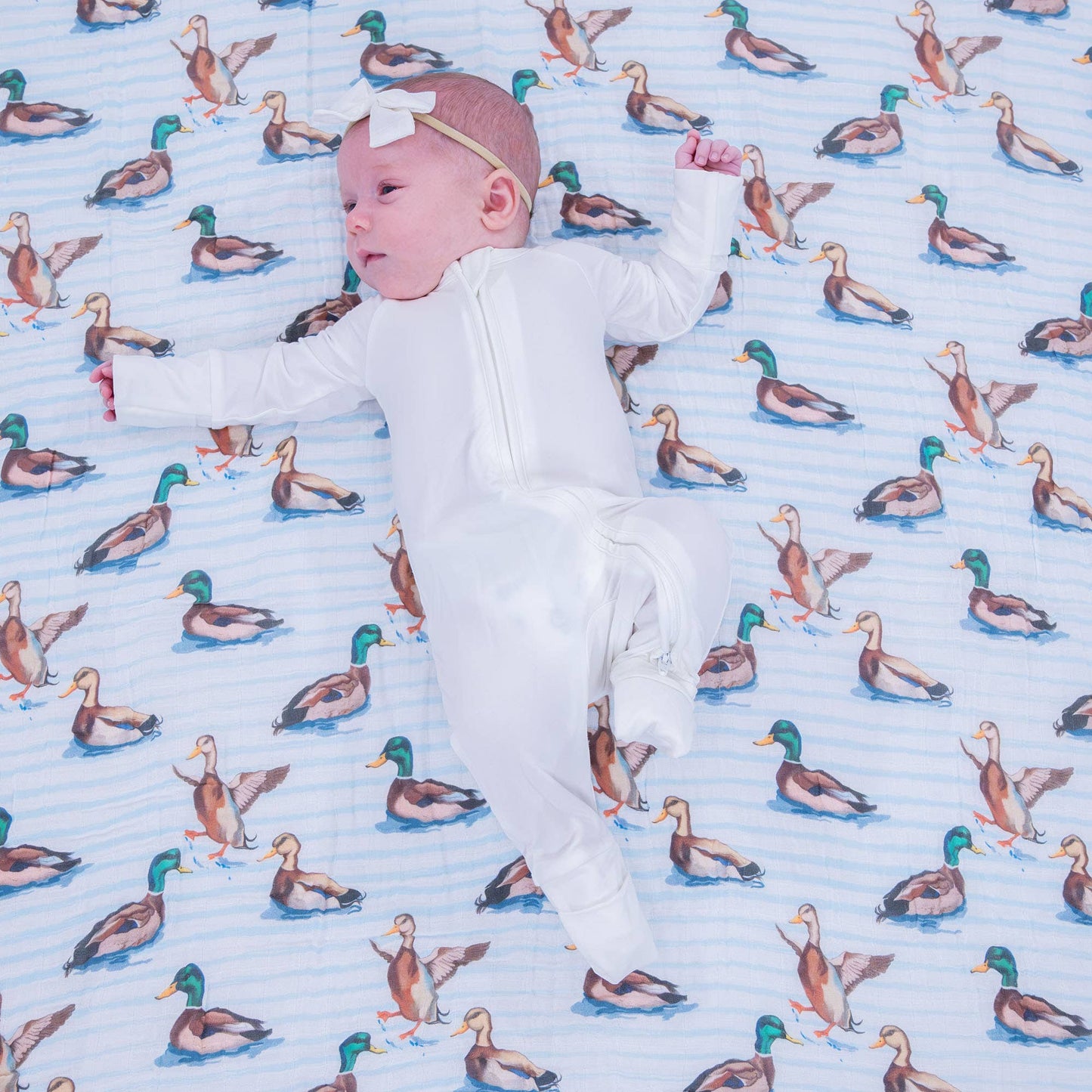 Baby Muslin Swaddle Blanket 47x47  Down by the Pond