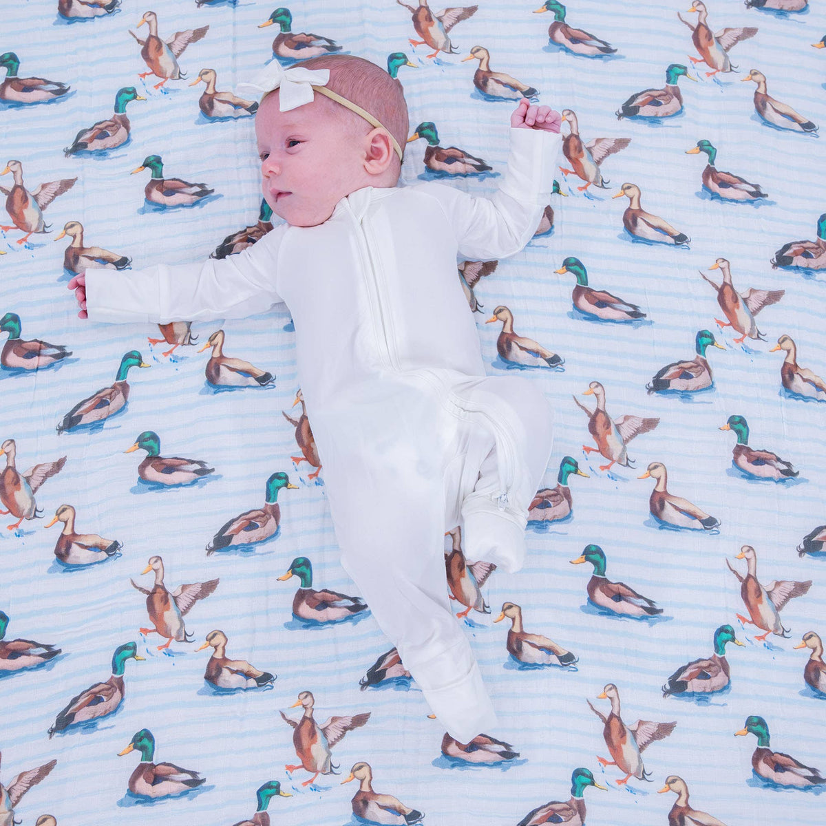Baby Muslin Swaddle Blanket 47x47  Down by the Pond