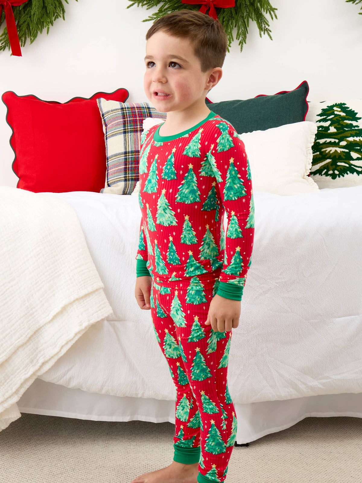 SoftSnooze™ Kids Bamboo Viscose O Christmas Tree Long Sleeve Pajama Set