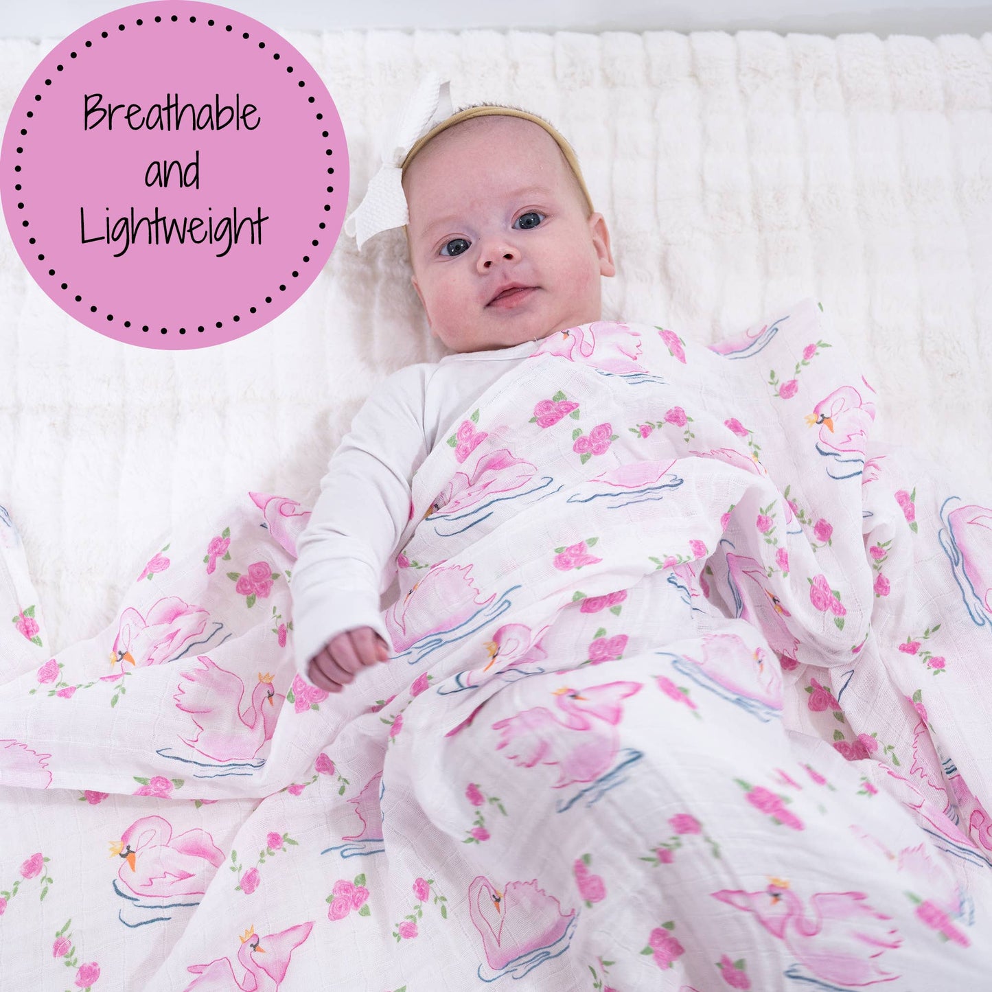 Baby Muslin Swaddle Blanket 47x47 Swan Soirée