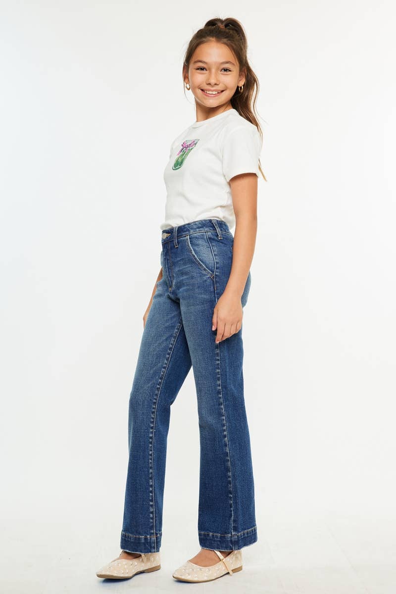YOUTH OPEN PACK HIGH RISE TROUSERS WIDE LEG JEANS-YC7127M