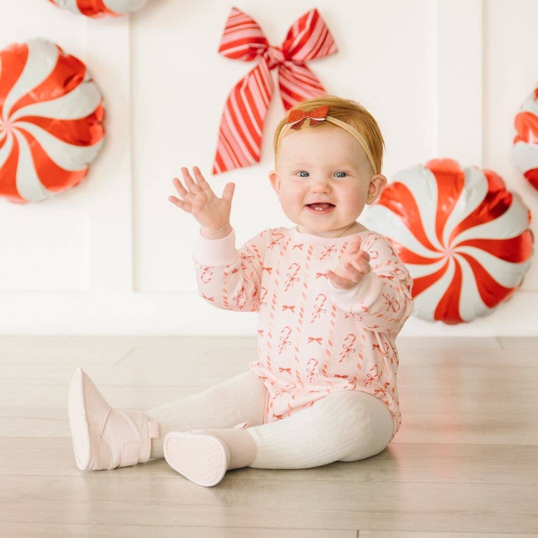 Candy Cane Lane Christmas Long Sleeve Romper - Baby Clothing
