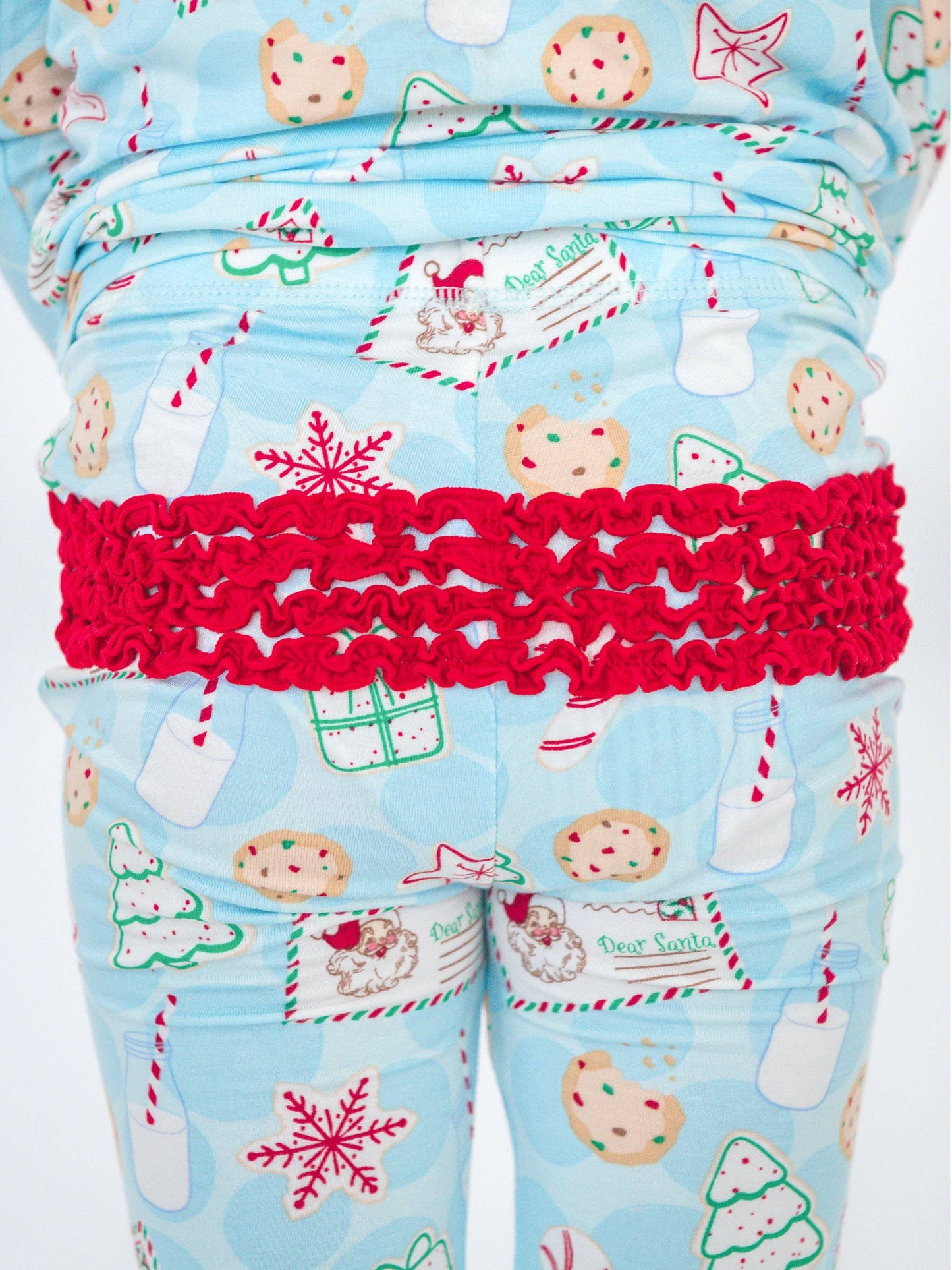 SoftSnooze™ Toddler Girls Bamboo Viscose Santa Sweets Ruffle Long Sleeve Pajama Set with Signature Rear Ruffles