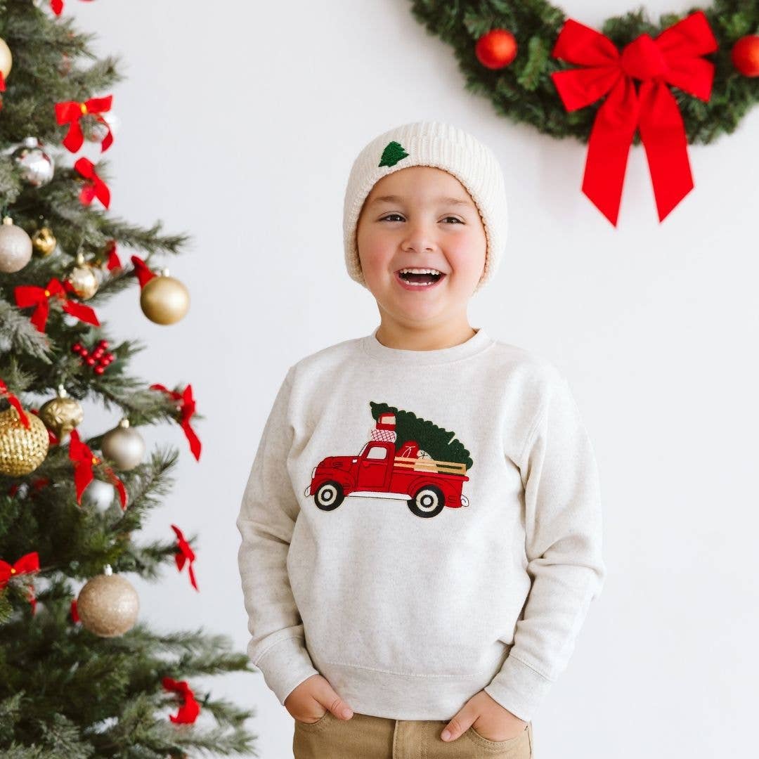Christmas Truck Patch Sweatshirt - Natural - Boys Clothing