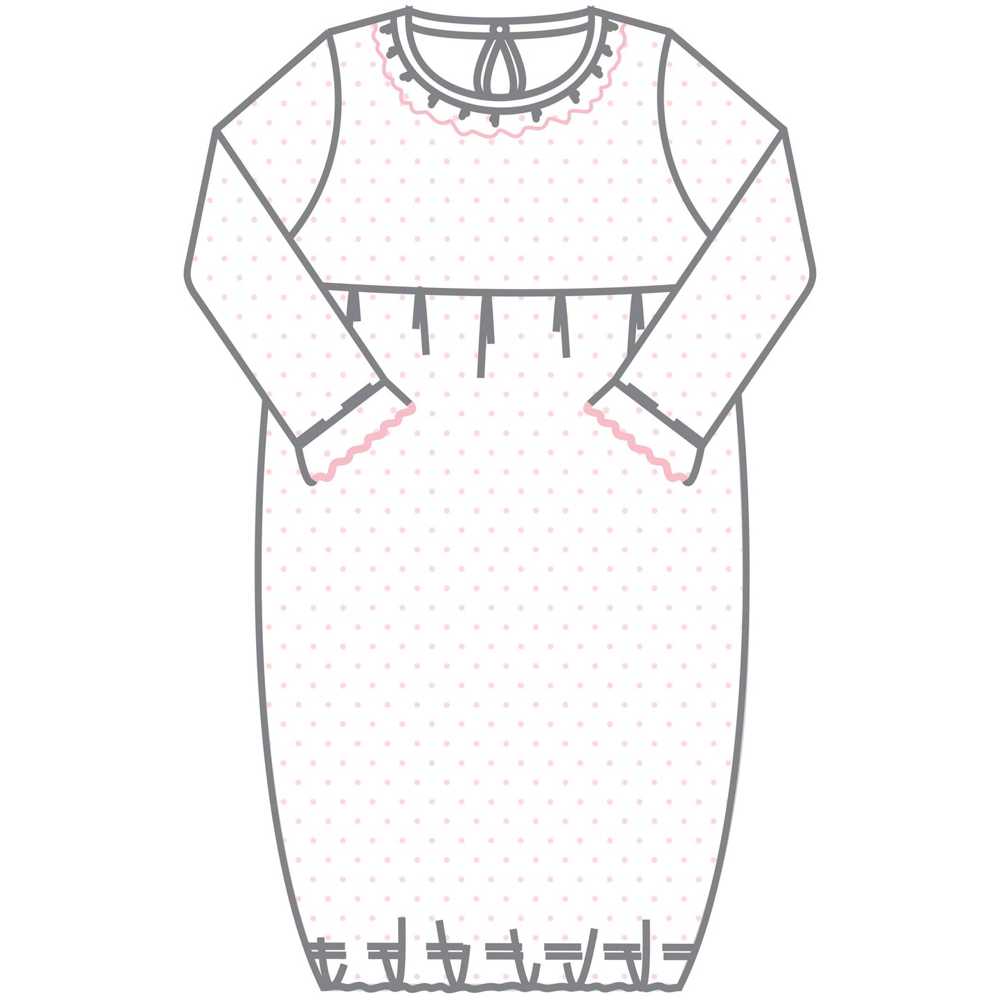 Mini Dots Ruffle Gown - Pink