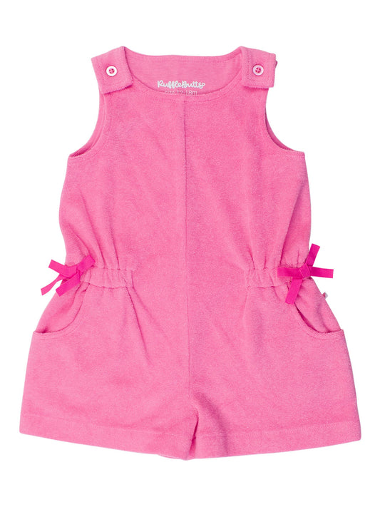 Girls Neon Magenta Terry Cover-Up Romper