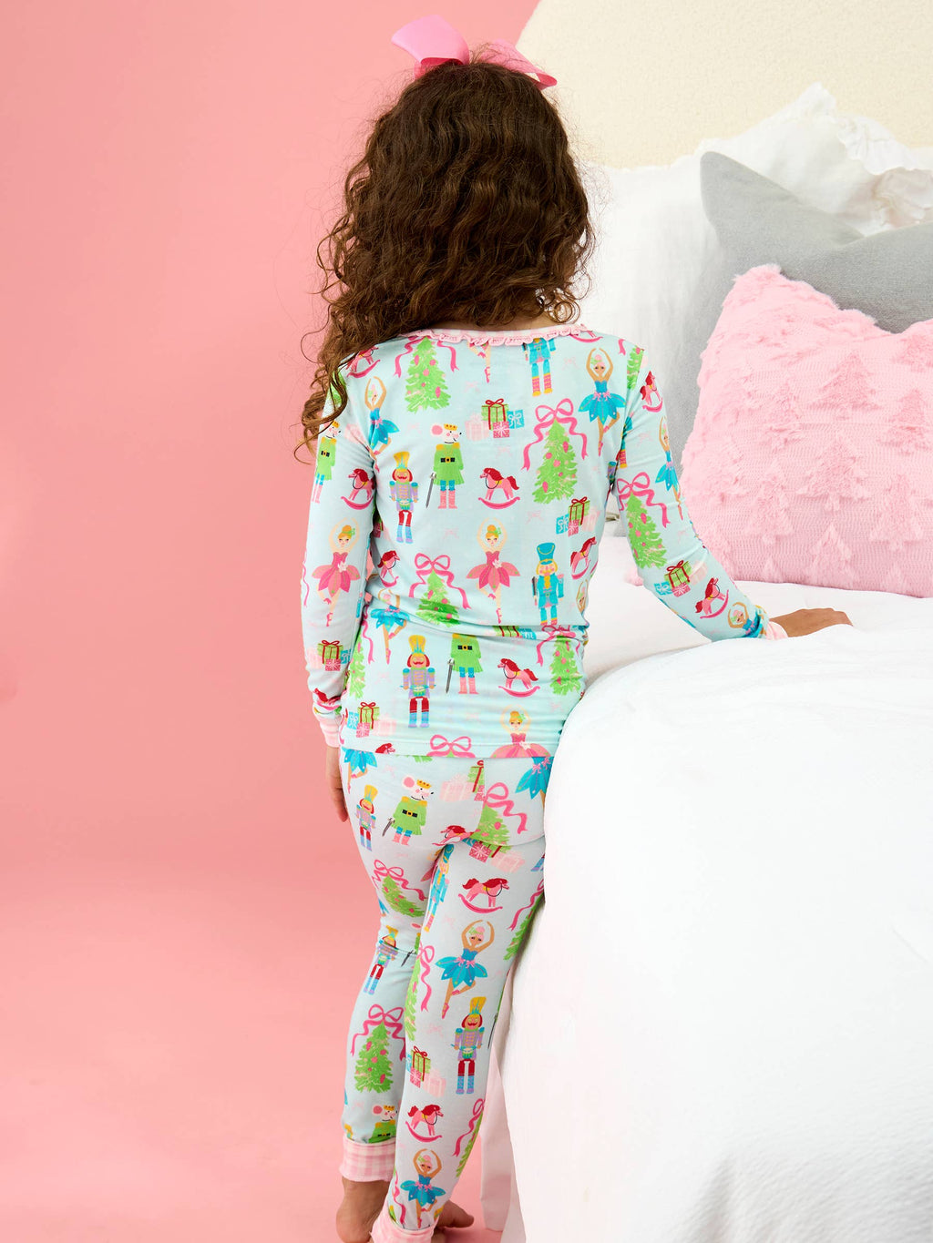 SoftSnooze™ Girls Bamboo Viscose Nutcracker Christmas Wishes Ruffle Long Sleeve Pajama Set