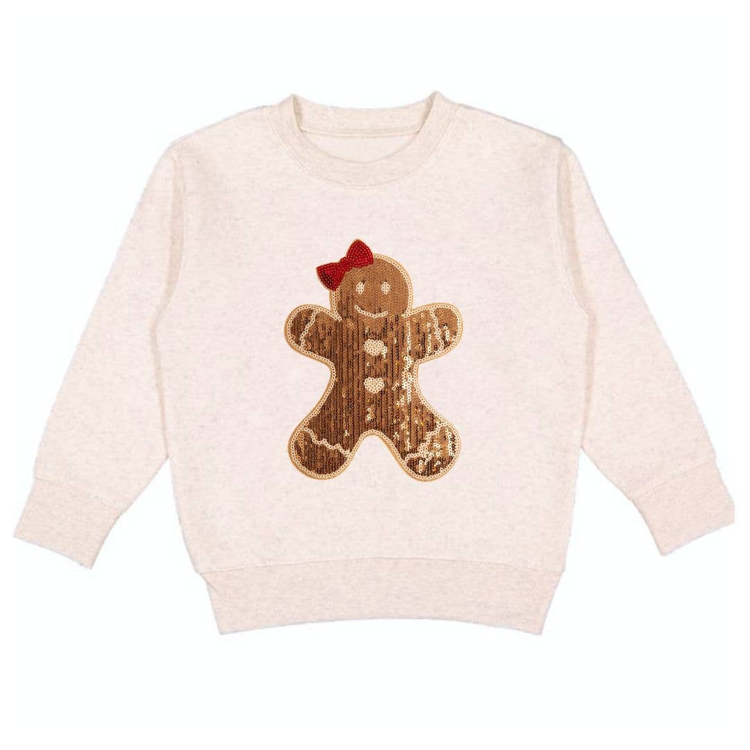Gingerbread Sequin Patch Christmas Sweatshirt Girls Clothes