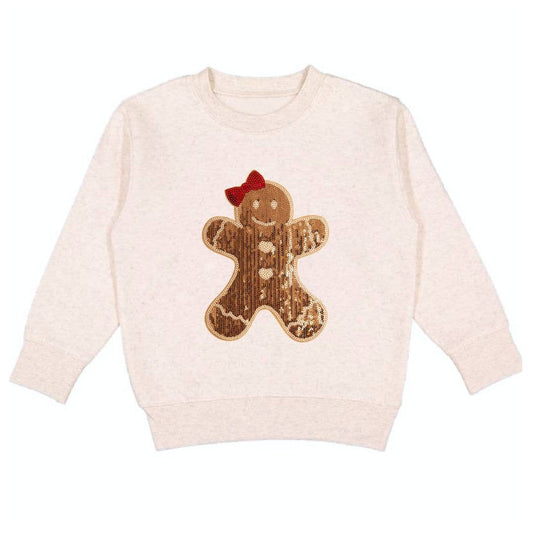 Gingerbread Sequin Patch Christmas Sweatshirt Girls Clothes