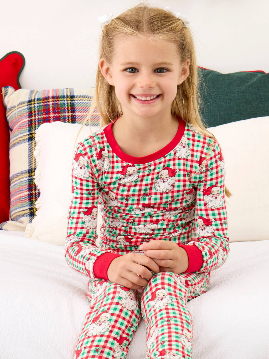 SoftSnooze™ Kids Bamboo Viscose Red & Green Dear Santa Christmas Long Sleeve Pajama Set