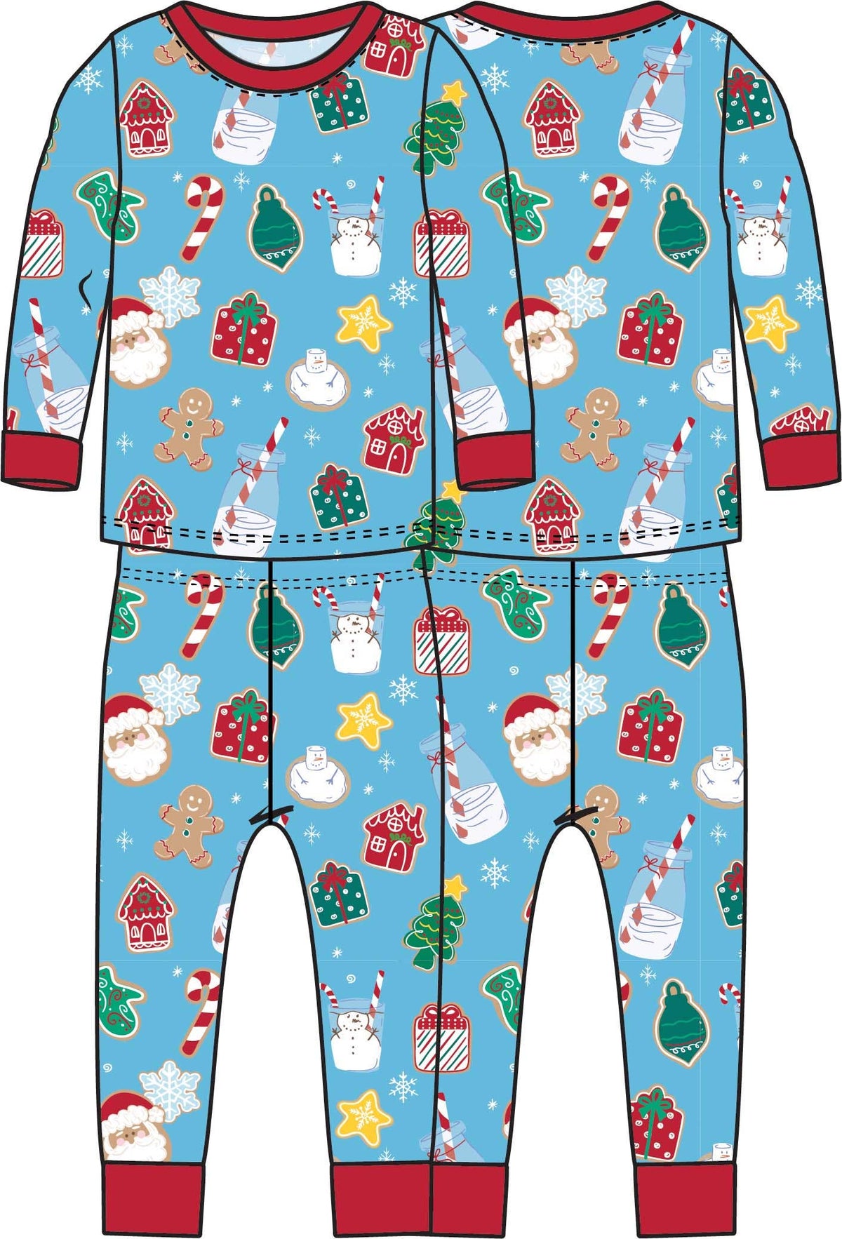 SoftSnooze™ Kids Bamboo Viscose Christmas Cookie Crew Long Sleeve Pajama Set