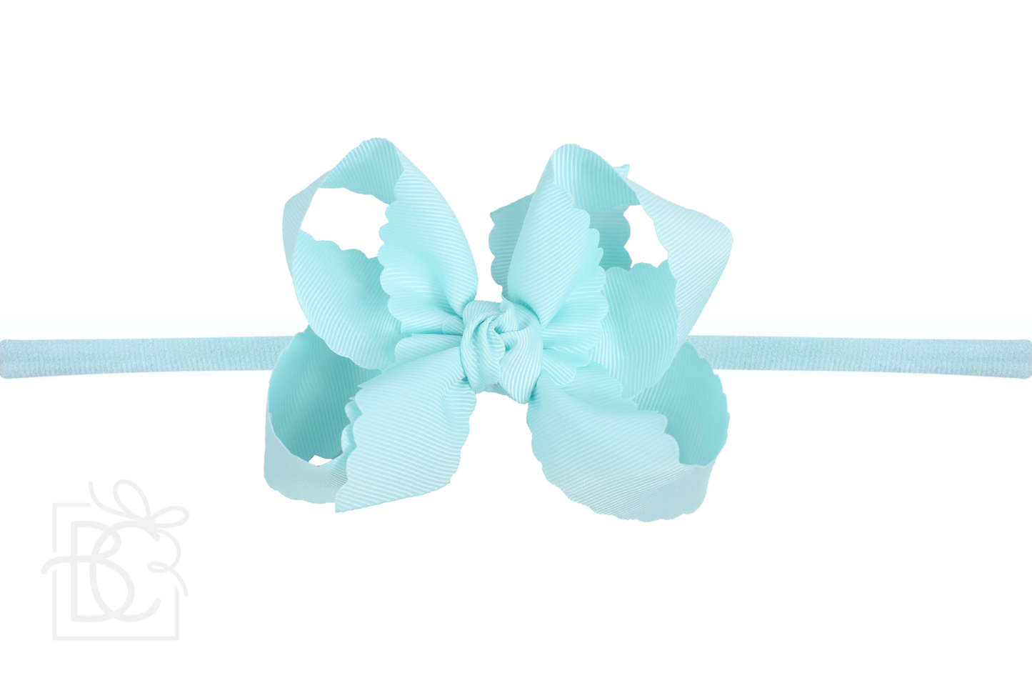 1/4" Nylon Pantyhose Headband w/ Scalloped Edge Bow