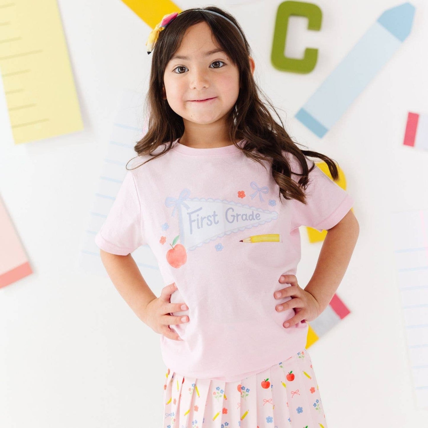 First Grade Pennant Short Sleeve T-Shirt - Back To School