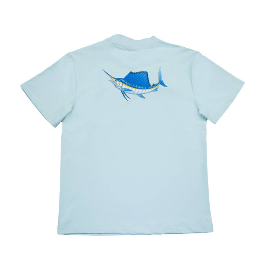 Boys Performance Graphic Tee Light Blue Sailfish