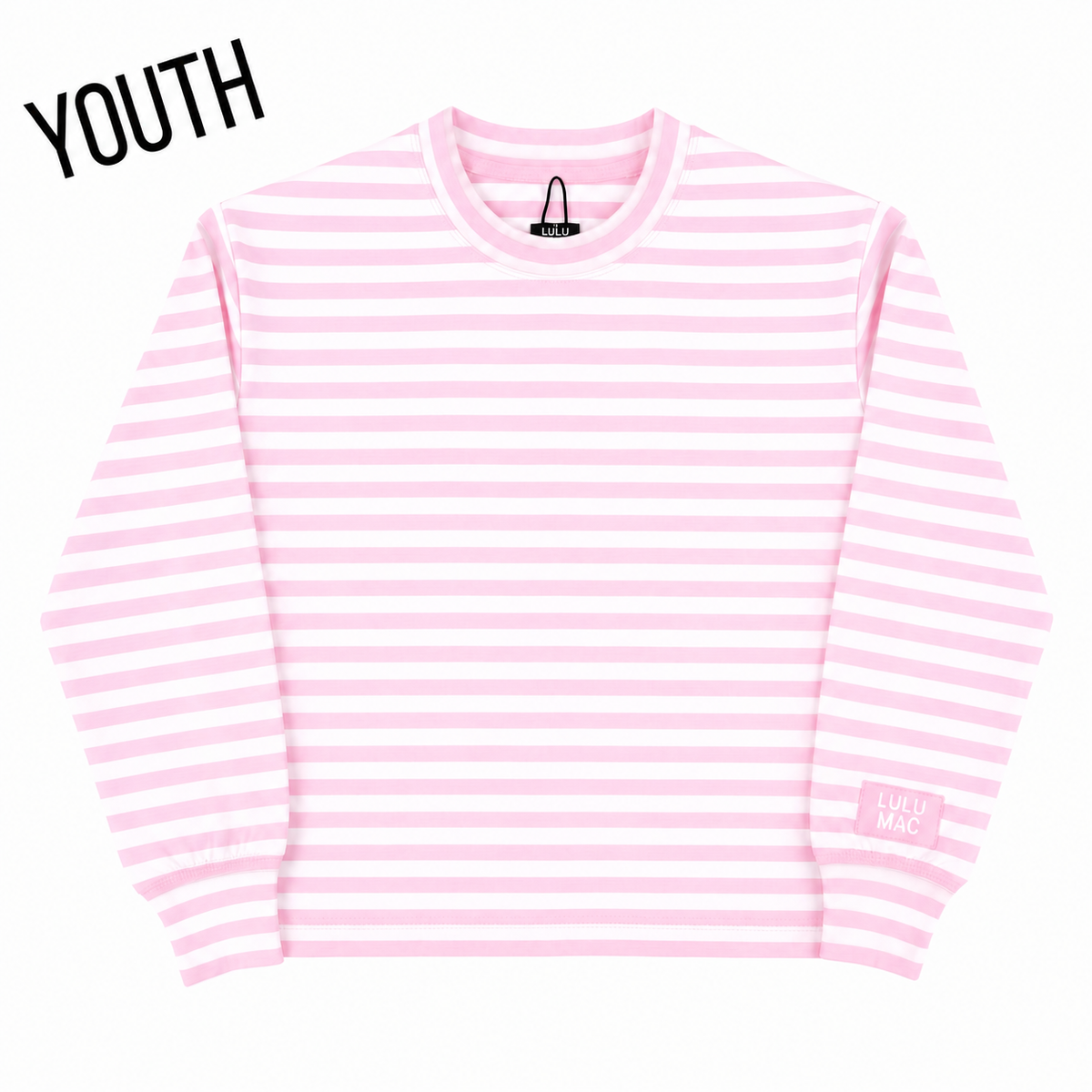 KD-MC-STRIPE MONOCHROME PATCH YOUTH LONG SLEEVE TOP-LIGHT PINK