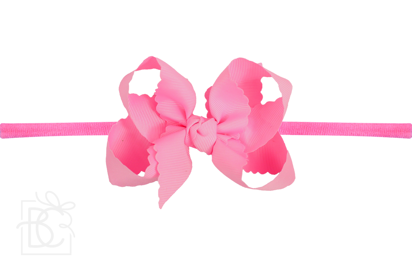 1/4" Nylon Pantyhose Headband w/ Scalloped Edge Bow