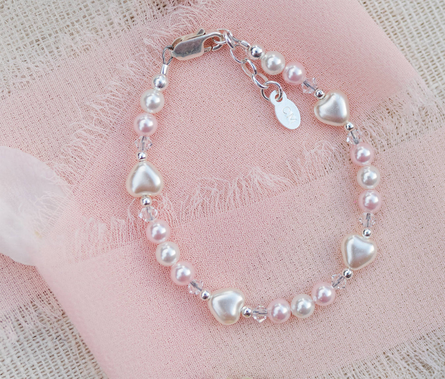 Girls Sterling Silver Heart Bracelet, Babies, Kids, Toddlers