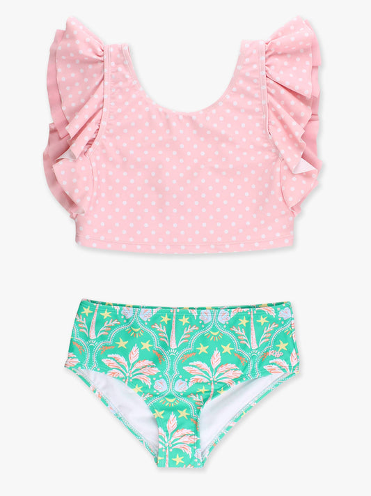 Tween Girls Coconut Cabana Butterfly Tankini 2-Piece Swimsuit