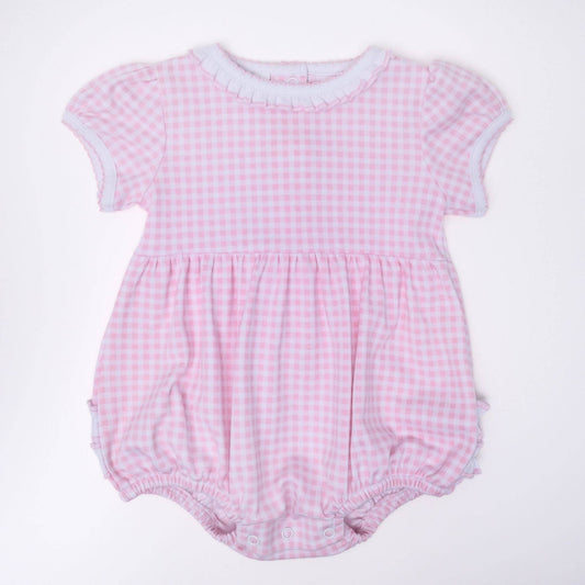 Mini Checks Short Sleeve Bubble - Pink