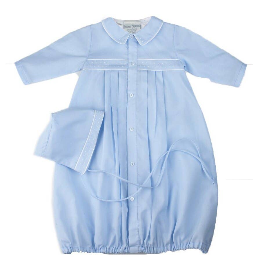 Preemie Boys Dot Embroidered Take Me Home Gown with Hat