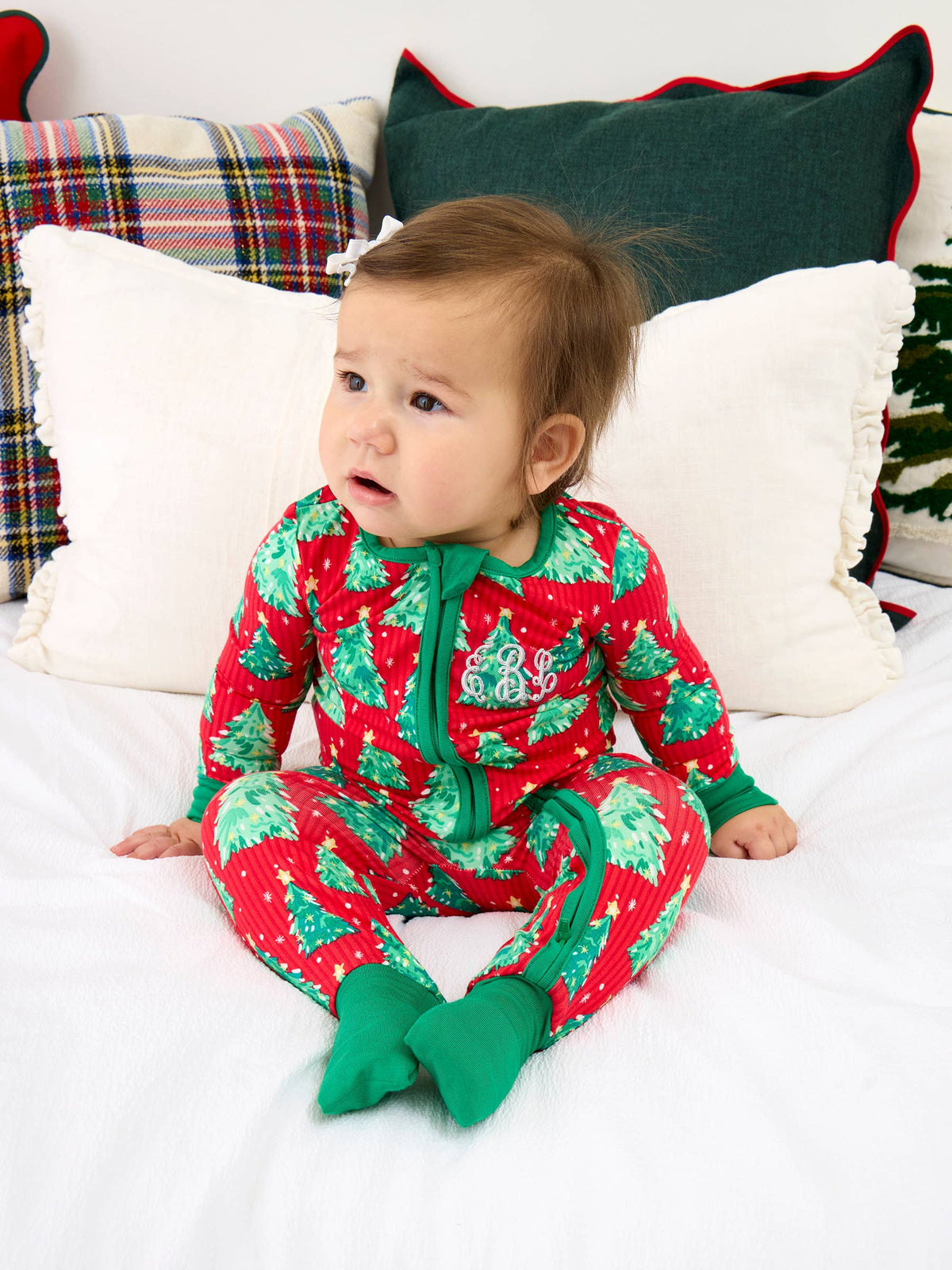 SoftSnooze™ Baby Bamboo Viscose O Christmas Tree Convertible One Piece Footie Pajama
