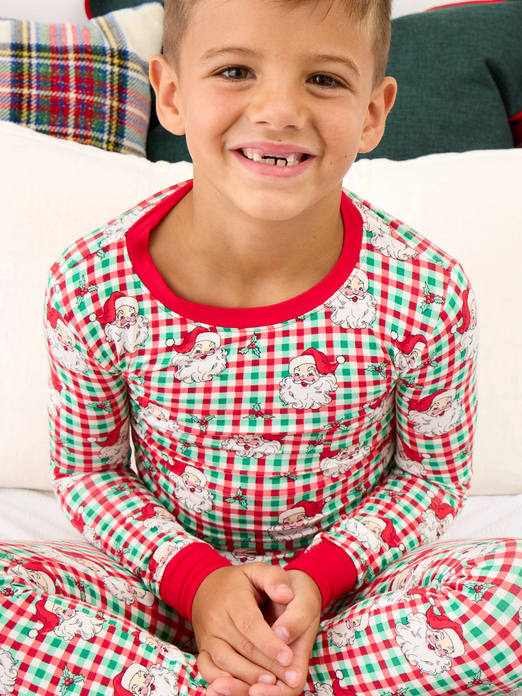 SoftSnooze™ Kids Bamboo Viscose Red & Green Dear Santa Christmas Long Sleeve Pajama Set