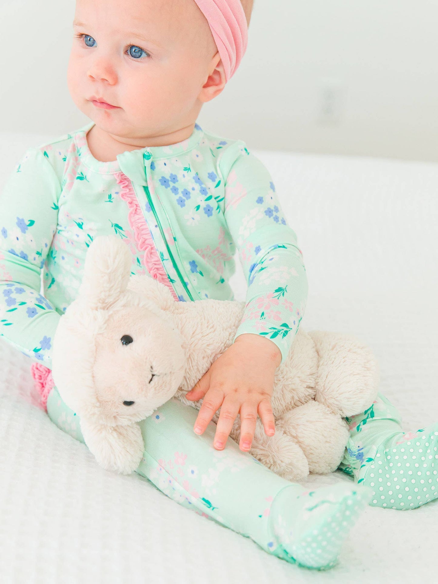 Baby Girls Bamboo Viscose Ruffle Footed Pajama