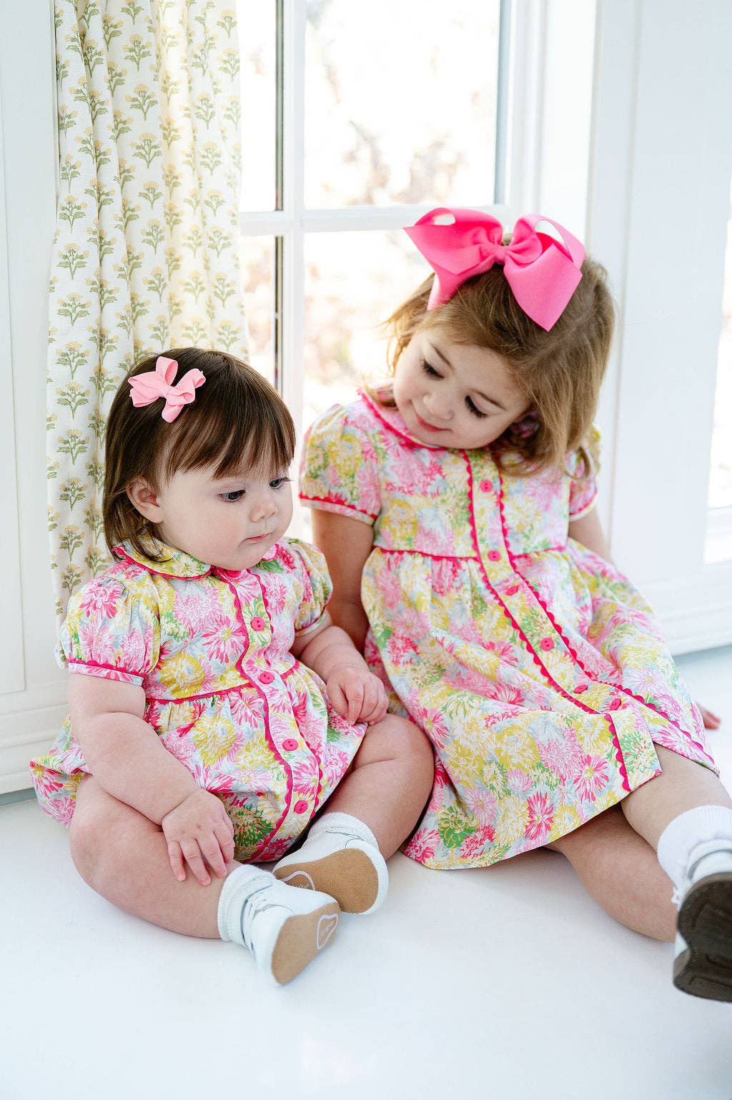 Colorful Floral Front Button Dress