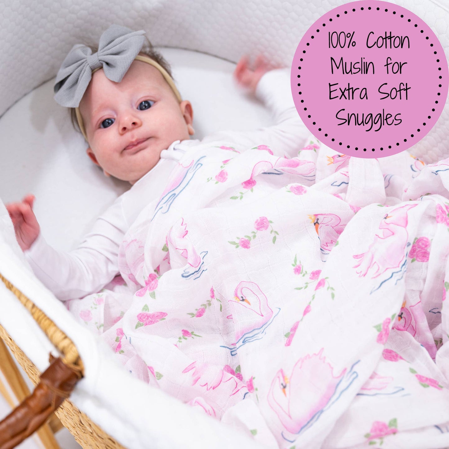 Baby Muslin Swaddle Blanket 47x47 Swan Soirée