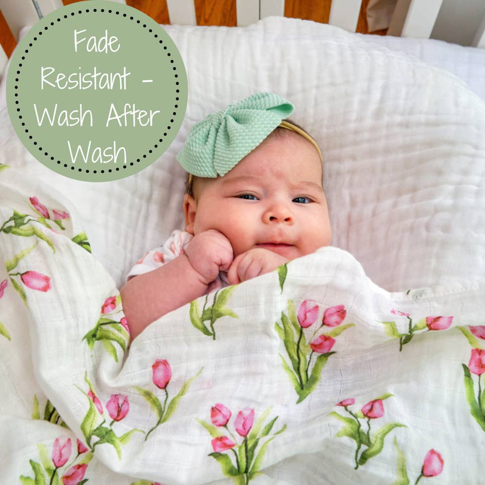 Baby Muslin Swaddle Blanket 47x47 Tulip Garden