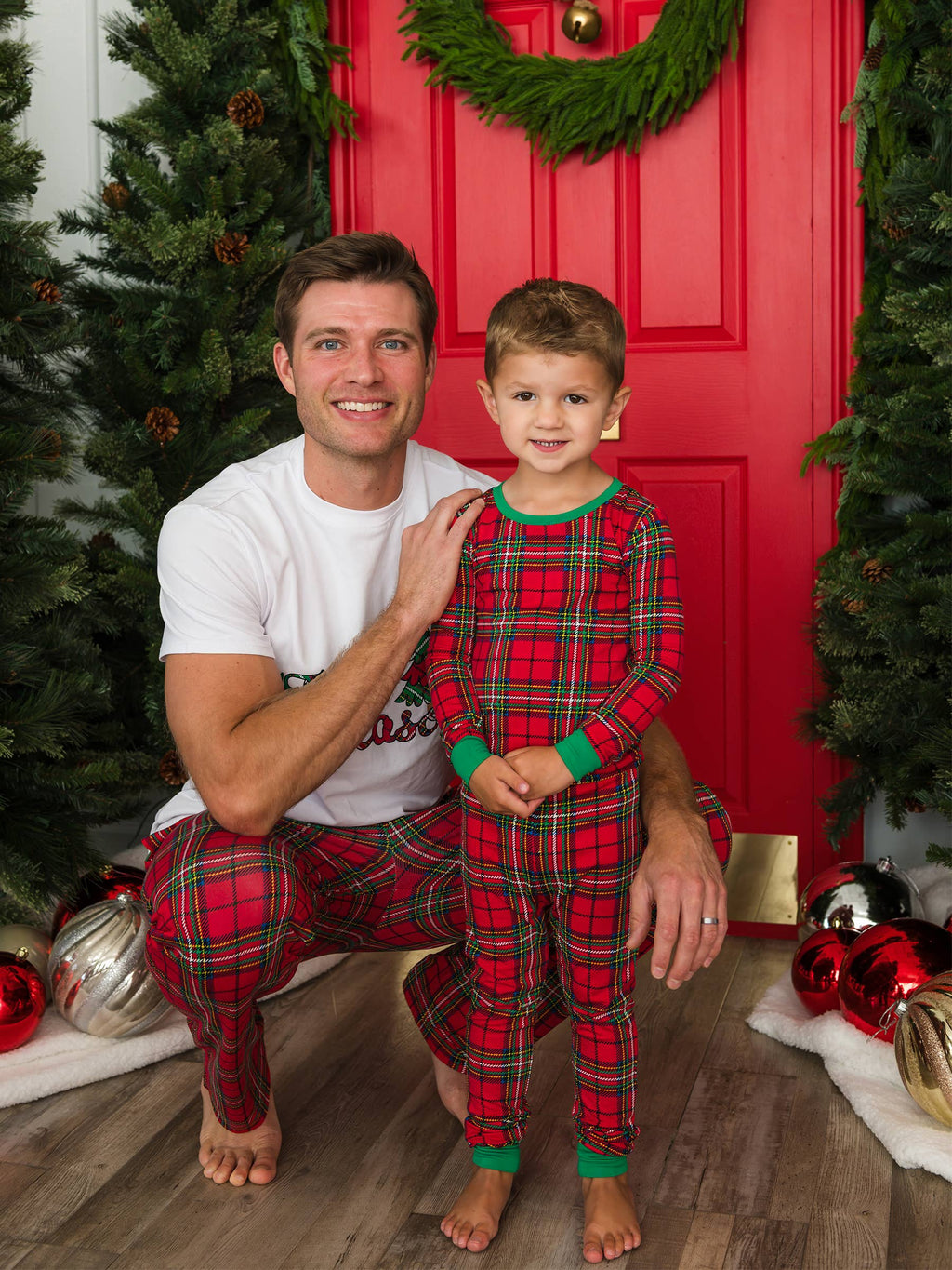 SoftSnooze™ Kids Bamboo Viscose Red Nicholas Plaid Long Sleeve Pajama Set