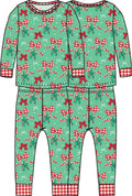 SoftSnooze™ Girls Bamboo Viscose Christmas Mistle-bows Ruffle Long Sleeve Pajama Set